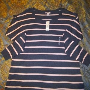 New Plus size Gray n Pink Arizona sweater